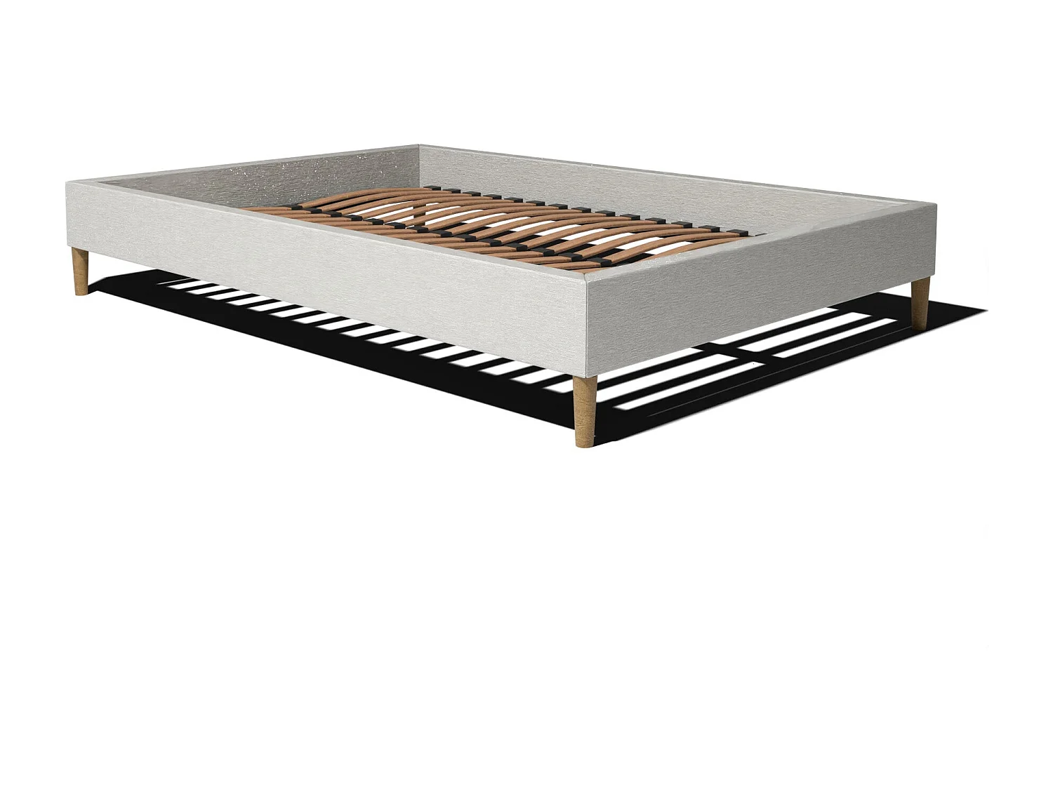 Sommier à lattes et tissu chiné blanc 140x190 cm