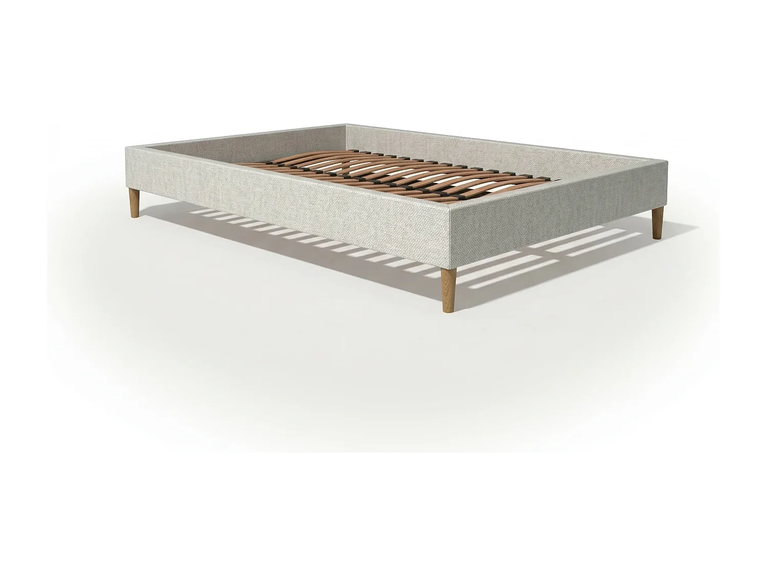 Sommier à lattes et tissu chiné blanc 140x190 cm