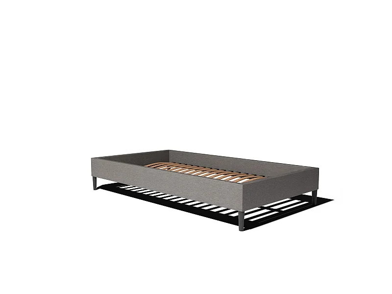 Sommier à lattes et tissu chiné anthracite 80x200 cm