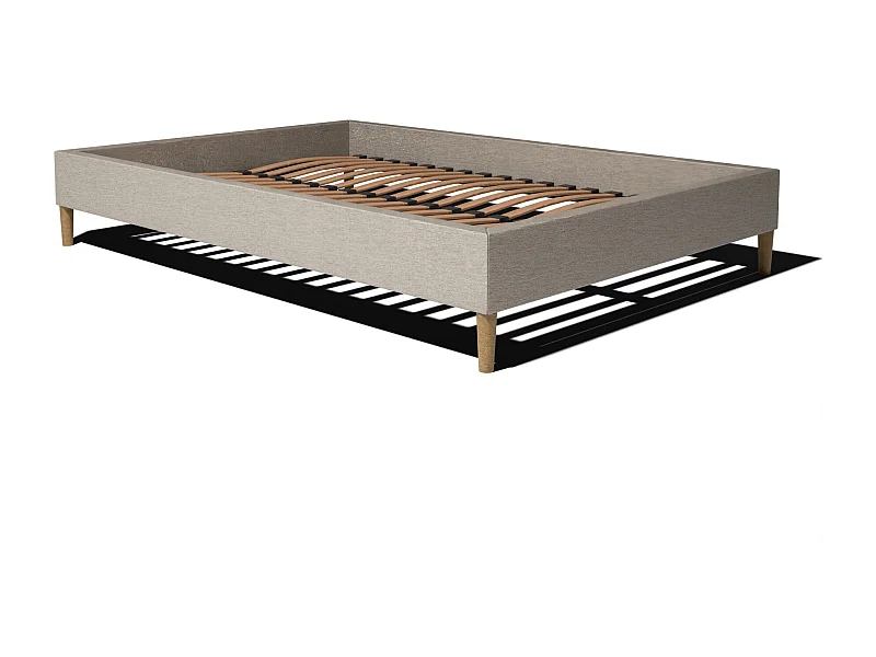 Sommier à lattes et tissu chiné beige 180x200 cm