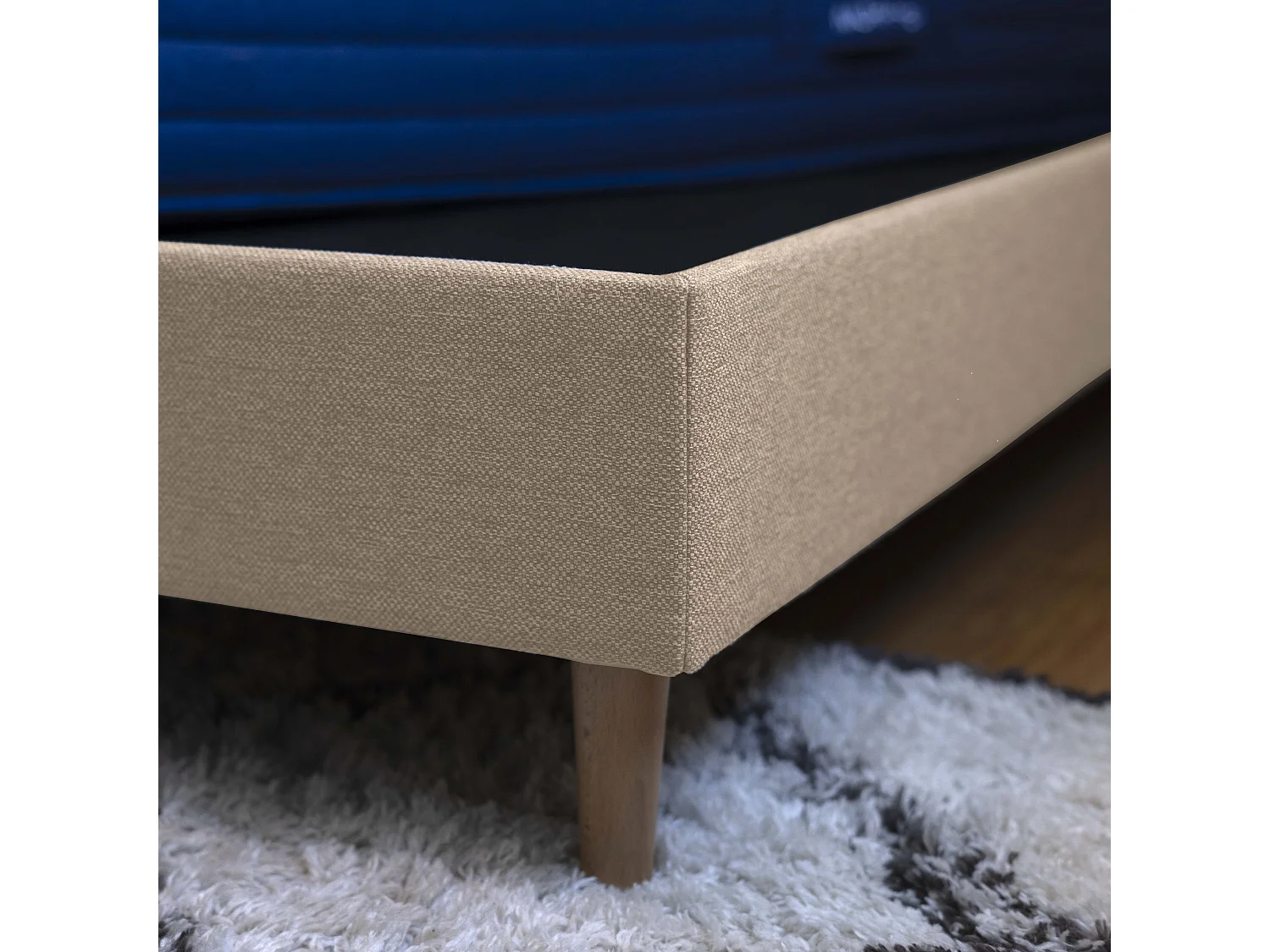 Sommier à lattes et tissu chiné beige 180x200 cm