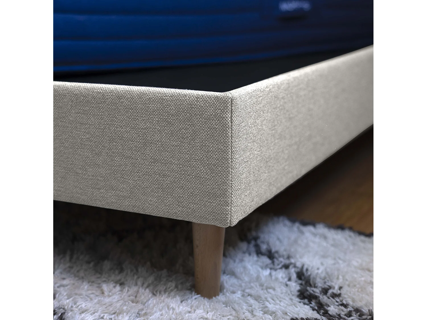 Sommier à lattes et tissu chiné blanc 180x200 cm