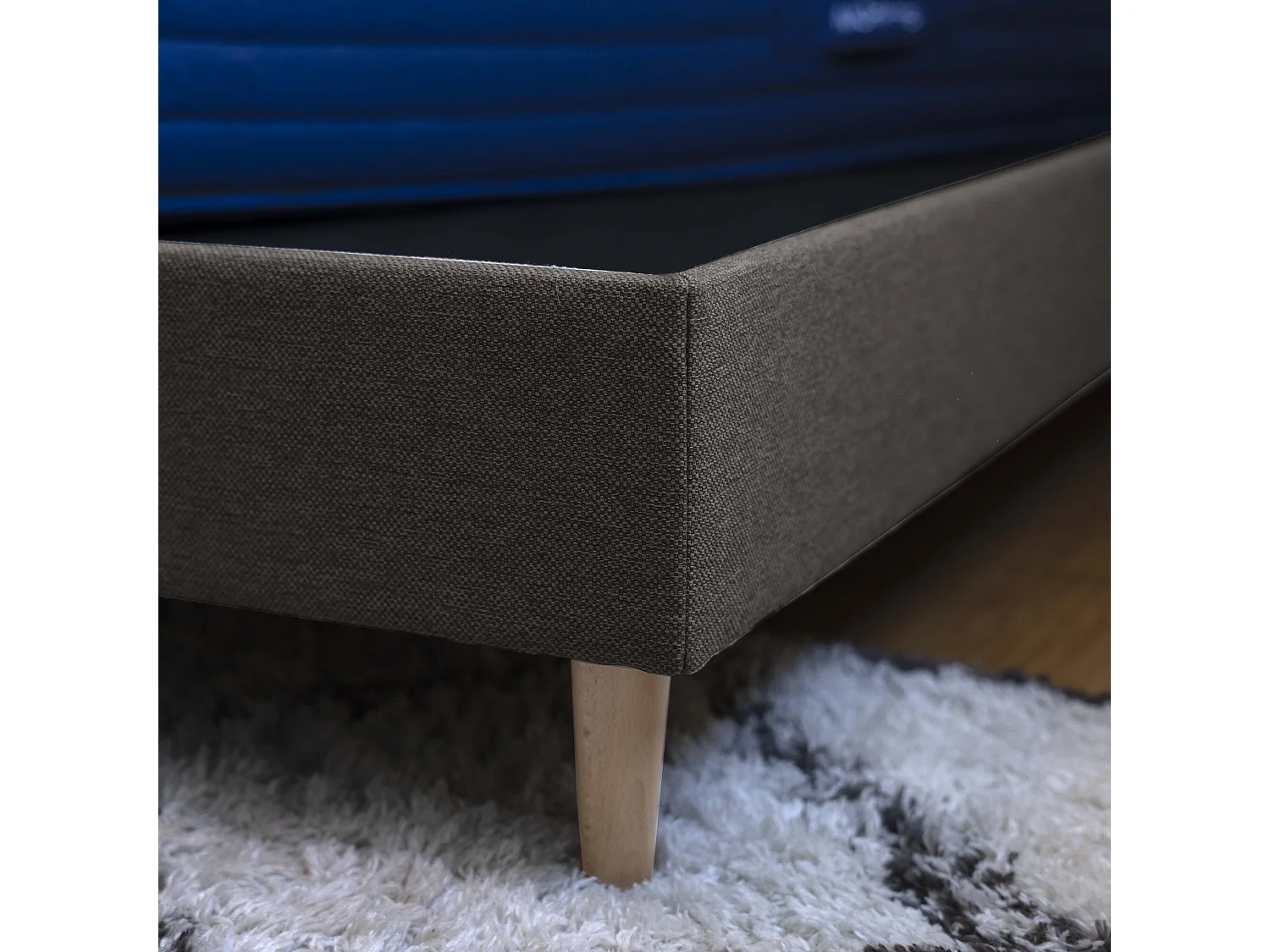 Sommier à lattes et tissu chiné anthracite 90x190 cm