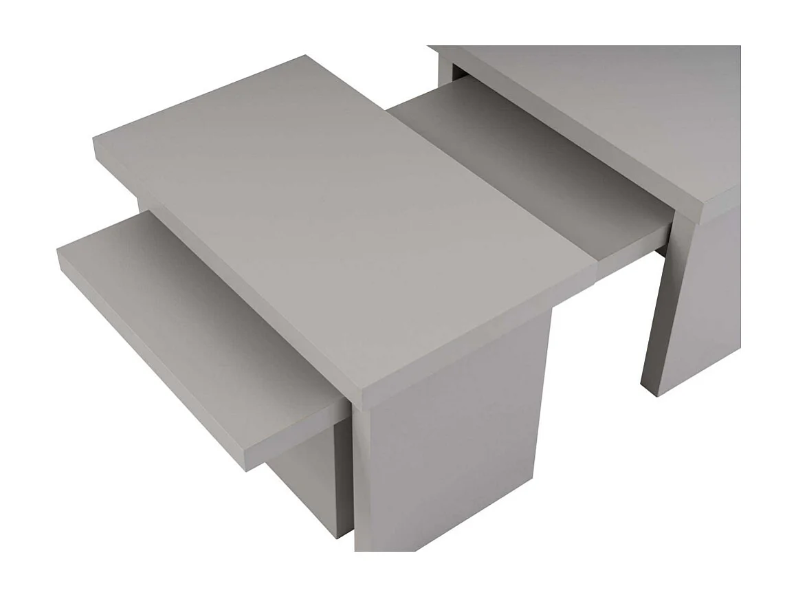 Ensemble table basse et 2 bouts de canapés gigognes Bernin Bois Gris