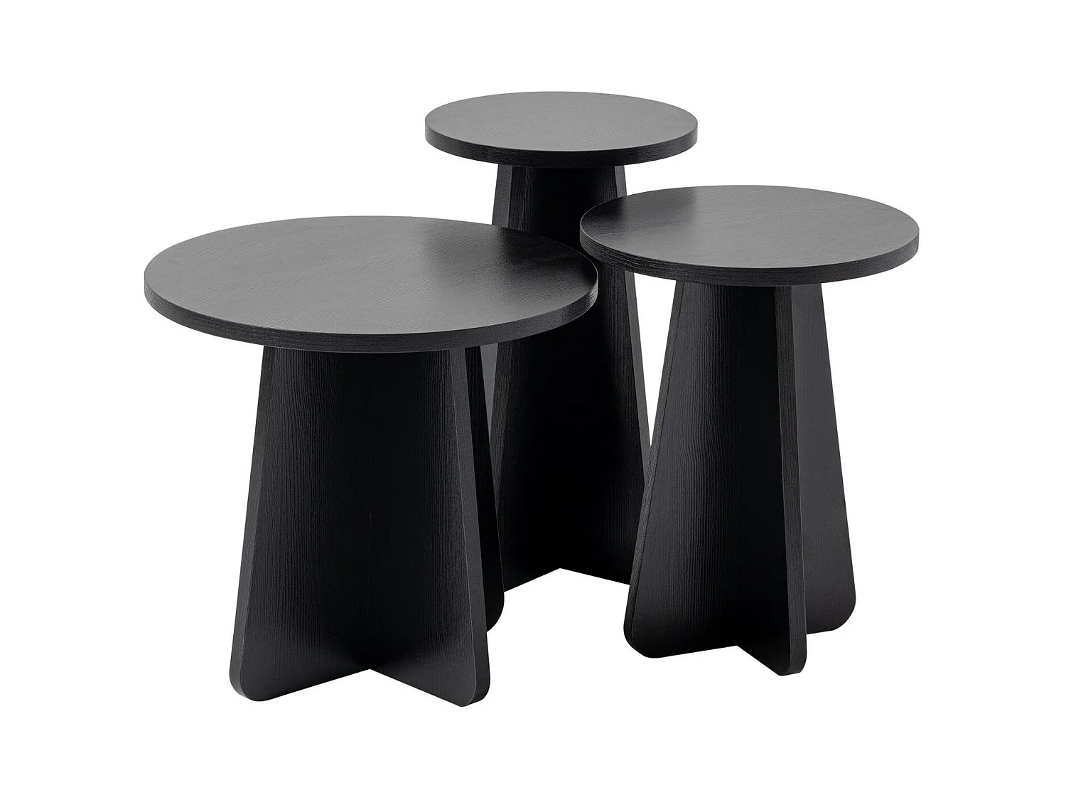Lot de 3 tables basses gigognes moderne Velino Bois Noir