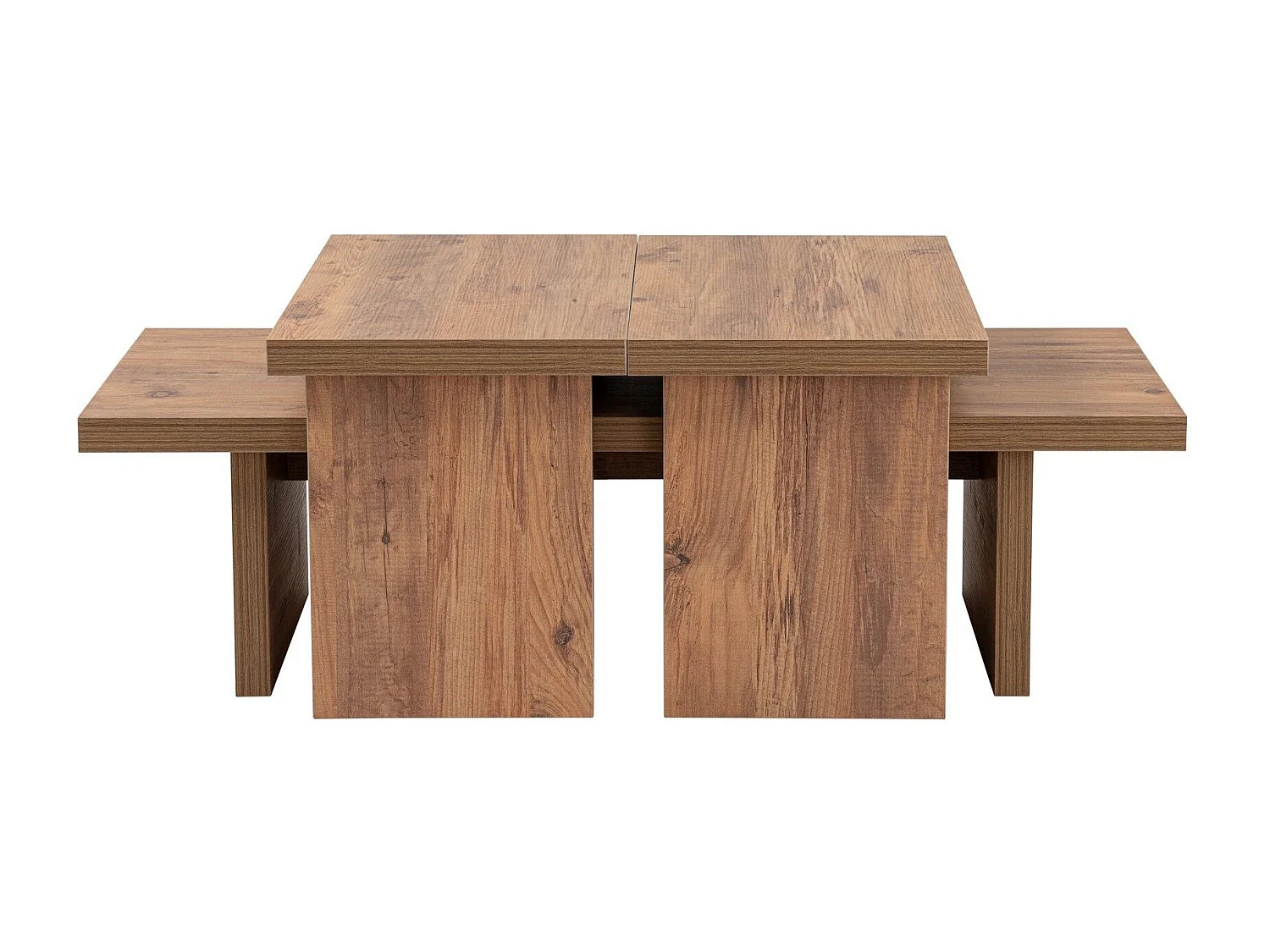 Ensemble table basse et 2 bouts de canapés gigognes Bernin Bois clair