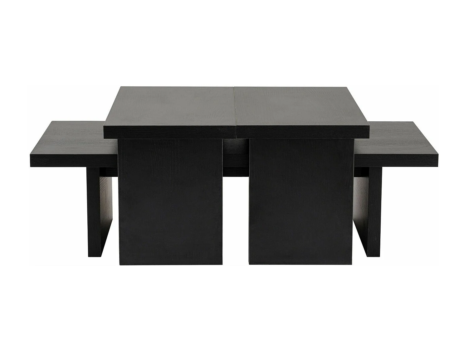 Ensemble table basse et 2 bouts de canapés gigognes Bernin Bois Noir