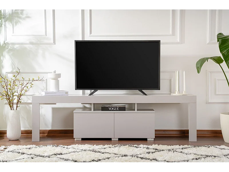 Meuble tv moderne 2 portes L180cm Diapazon Gris perle