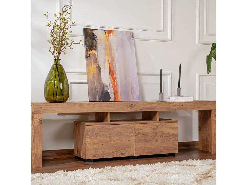 Meuble tv moderne 2 portes L180cm Diapazon Blanc