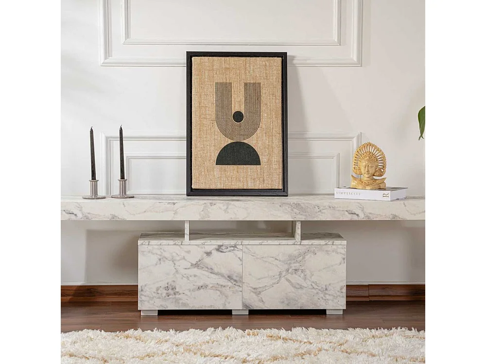 Meuble tv moderne 2 portes L180cm Diapazon Blanc