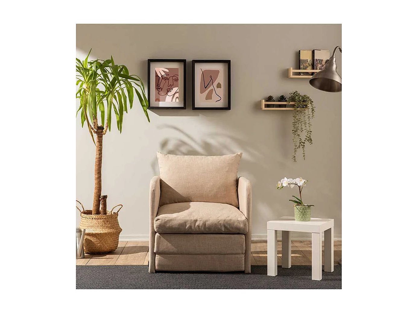 Fauteuil convertible en tissu Saga