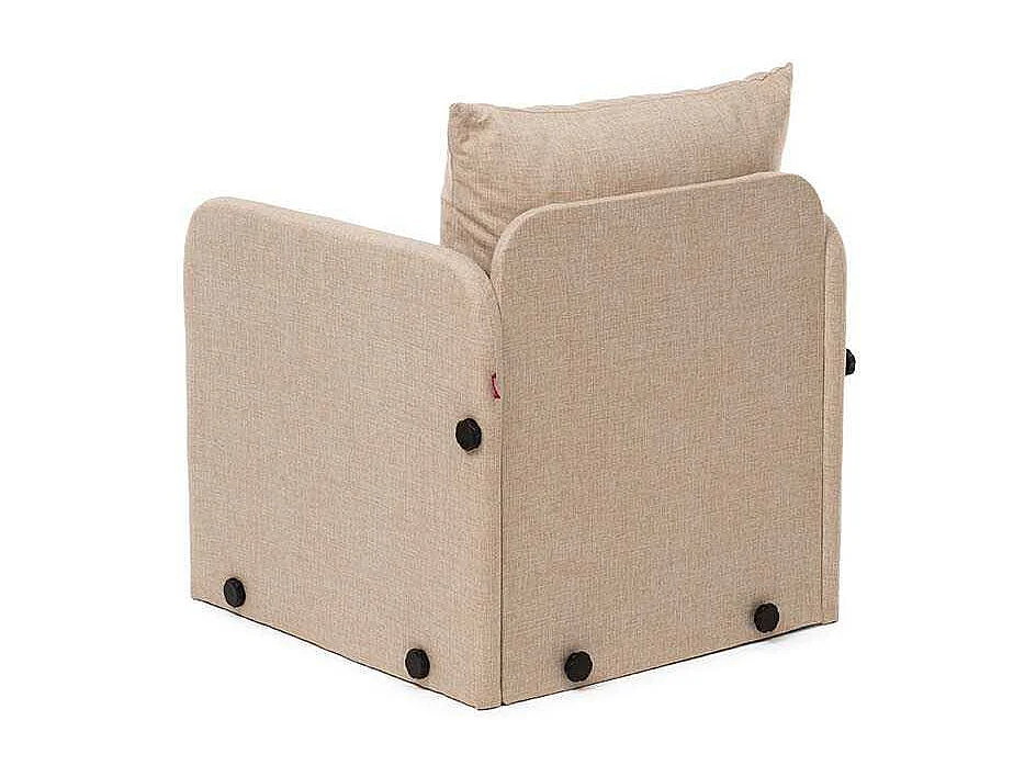 Sillón-cama moderno – 68 x 70 x 66 cm – Beige – Metal y tela de lino