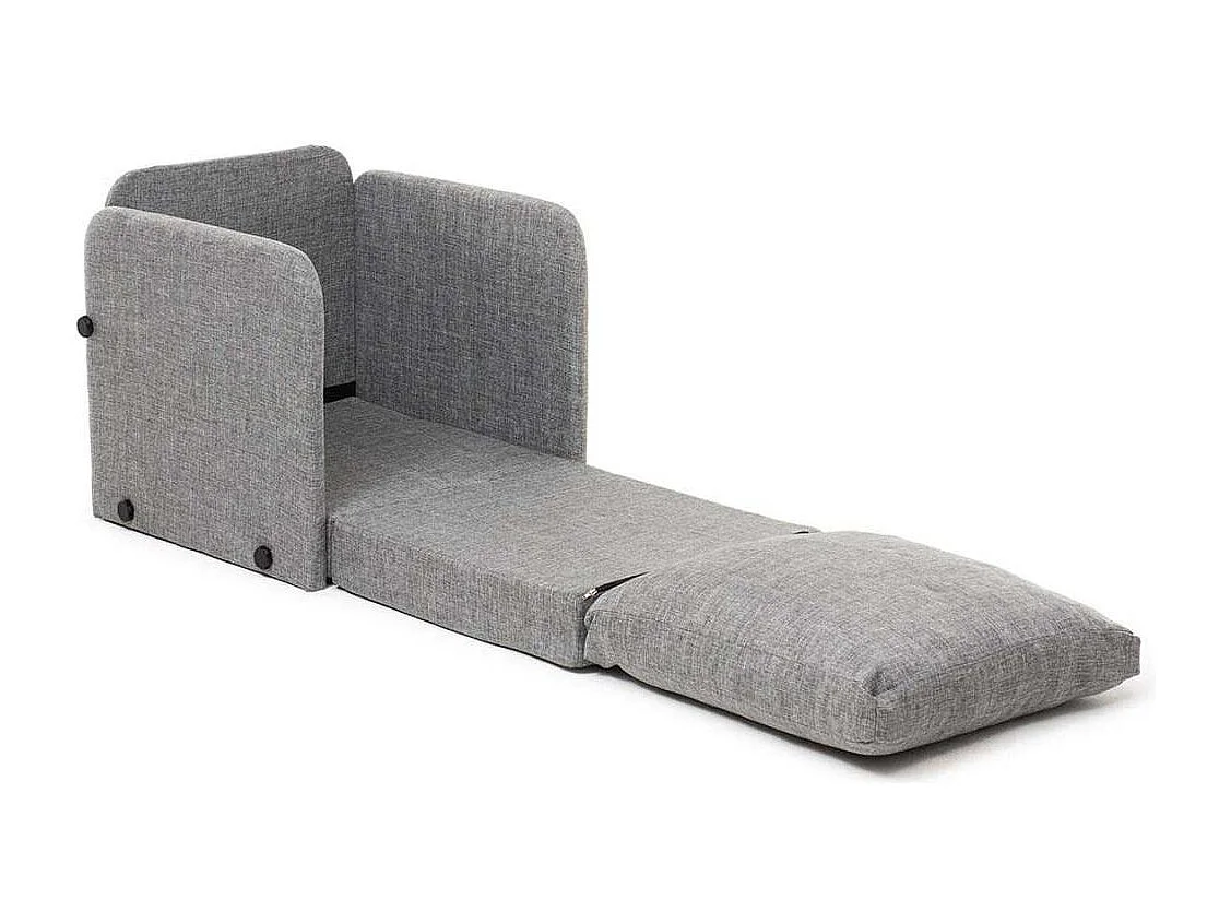 Sillón-cama 1 plaza – 68 cm x 70 cm x 66 cm – Gris claro – Metal y Textil