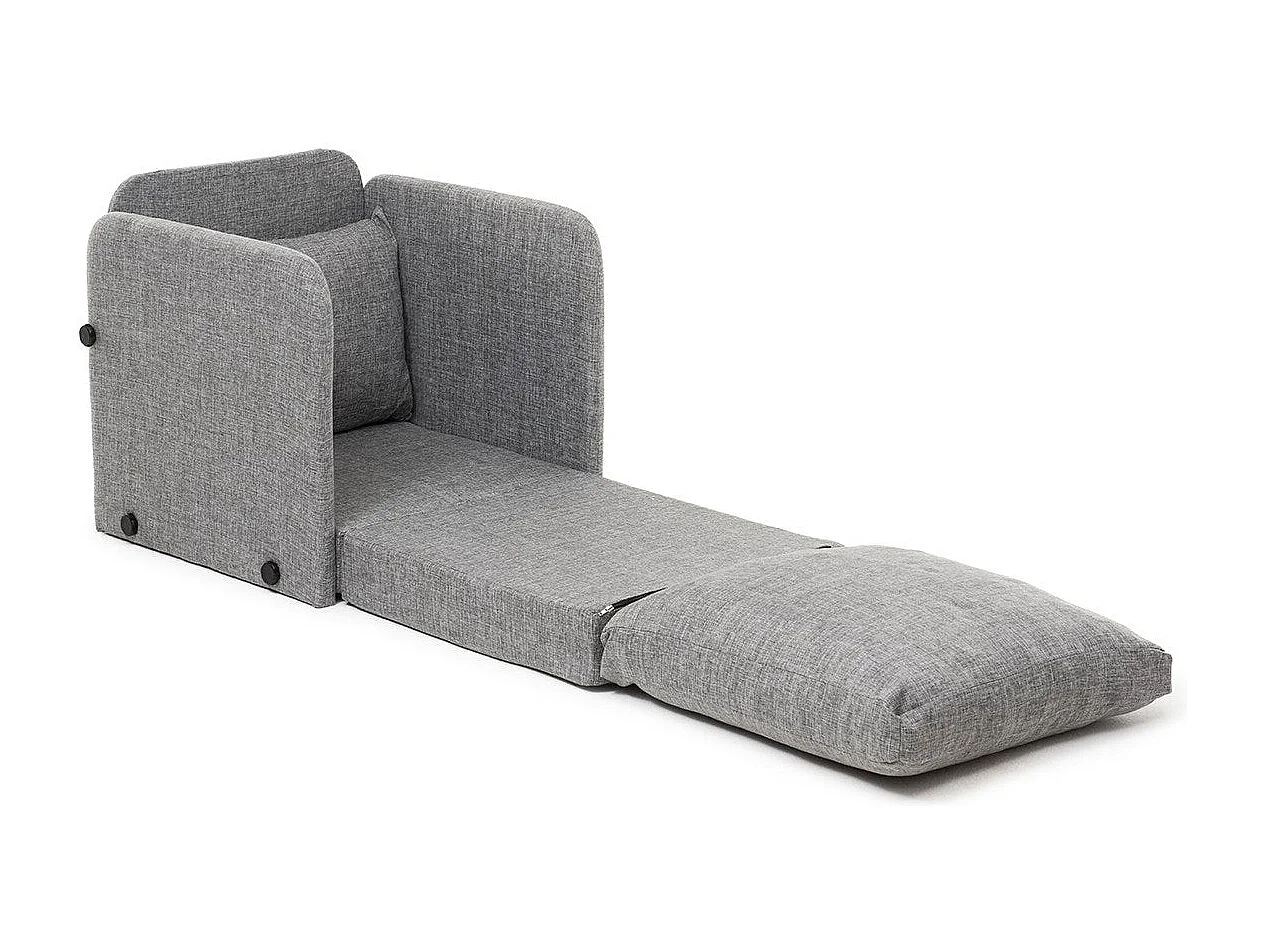 Sillón-cama 1 plaza – 68 cm x 70 cm x 66 cm – Gris claro – Metal y Textil