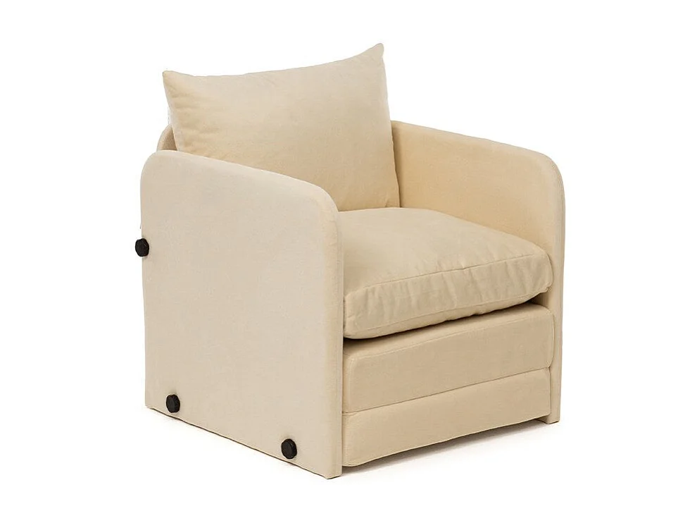 Sillón cama de 1 plaza – 68 cm x 70 cm x 66 cm – Crema – Metal y poliéster