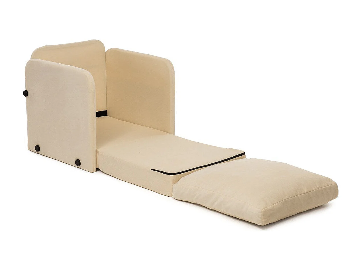 Sillón cama de 1 plaza – 68 cm x 70 cm x 66 cm – Crema – Metal y poliéster