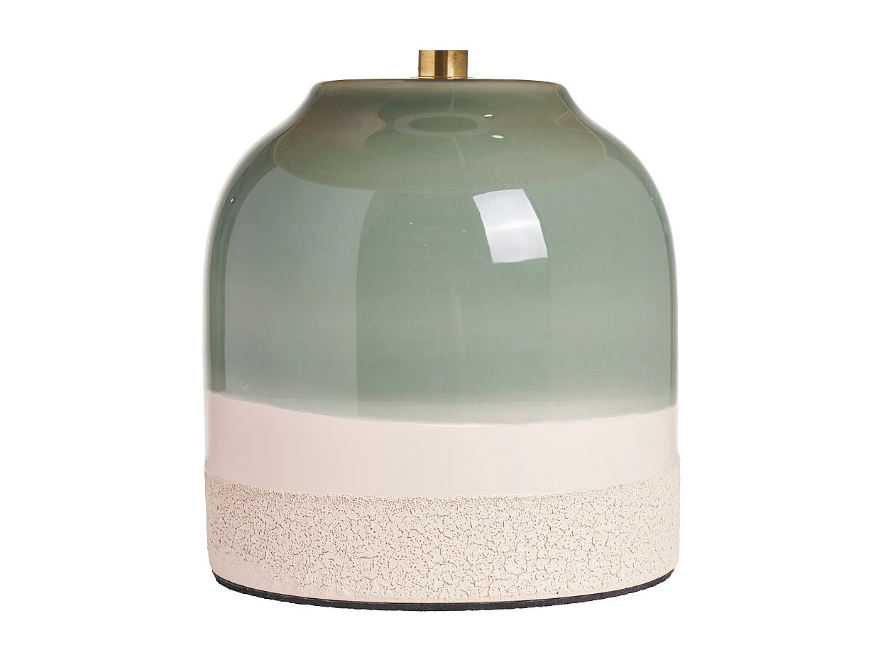 Lampada da tavolo verde in ceramica con paralume in rattan H35 cm PIEGA