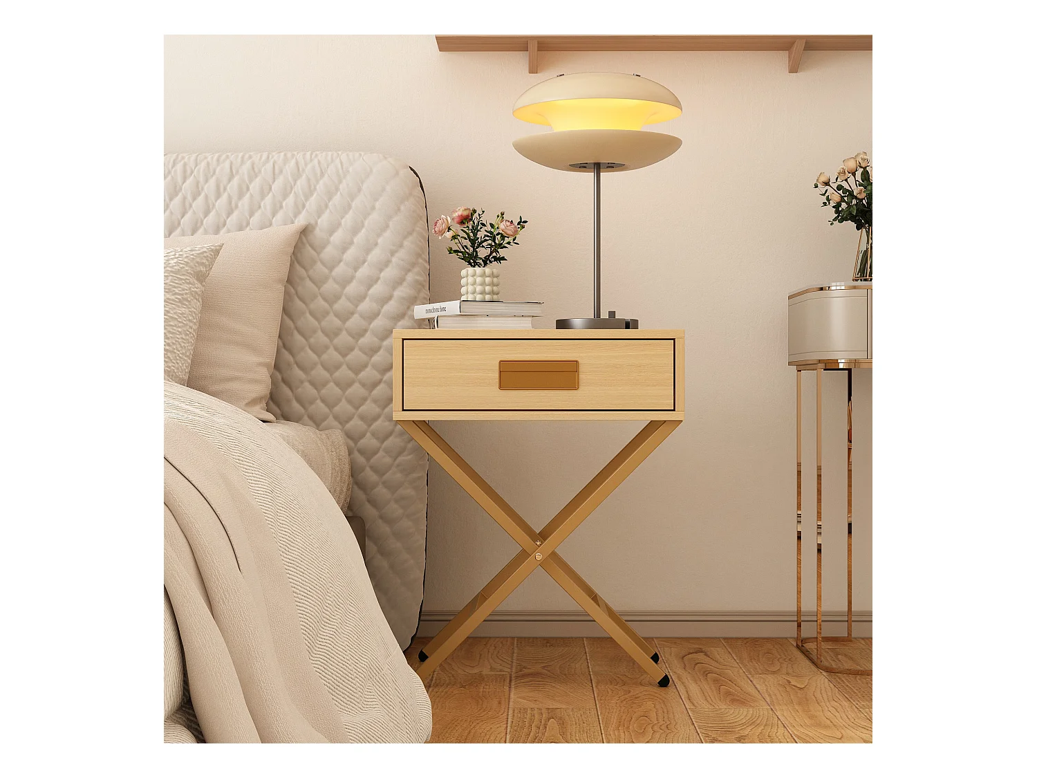 Table de nuit moderne avec tiroir Chambre Salon  moderne 48x30x60.5cm Bois