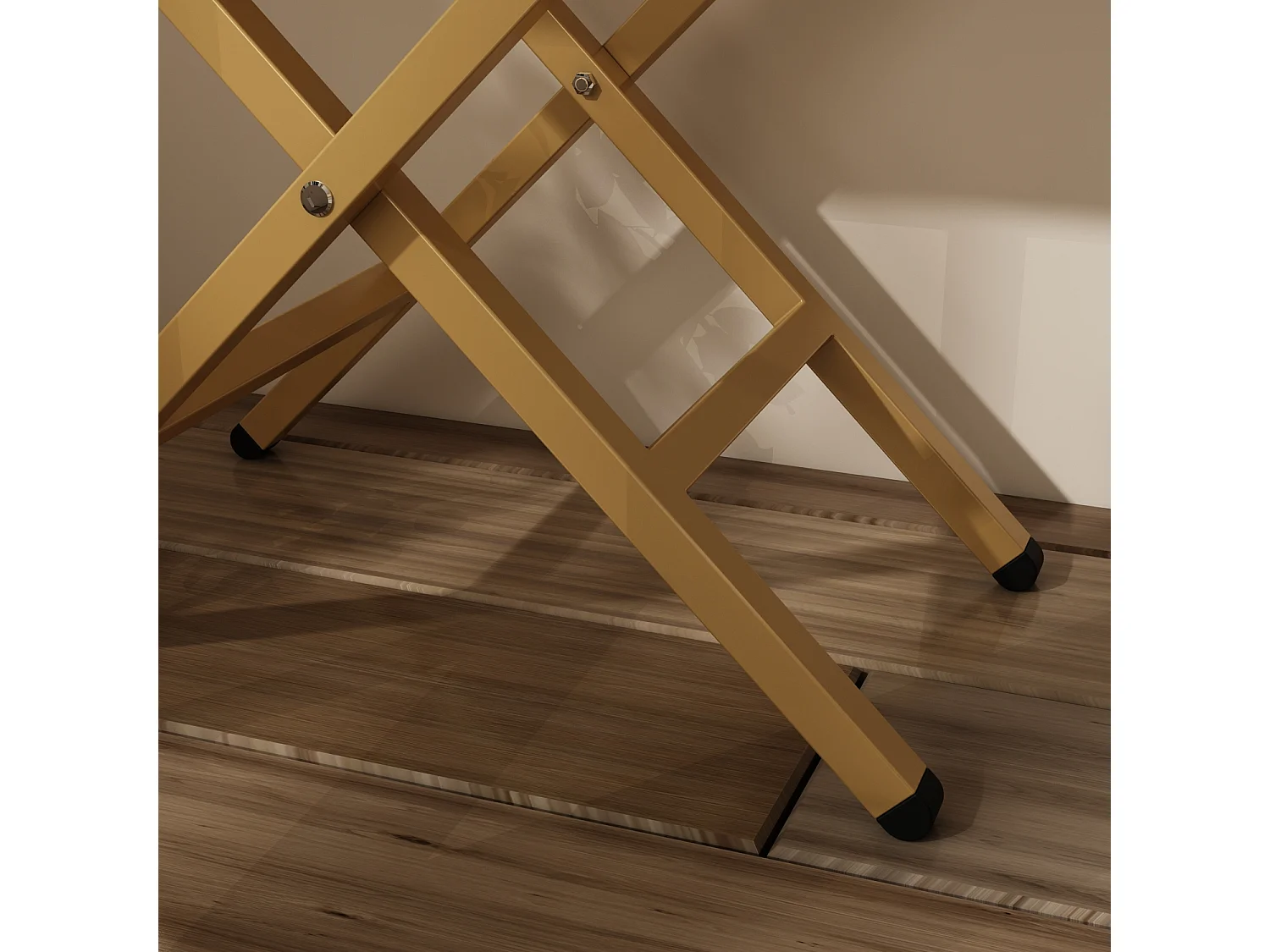 Table de Chevet avec Tiroir, Bout de Canapé  avec Pieds Dorés, Chambre Salon,  48x30x60cm,  Chêne