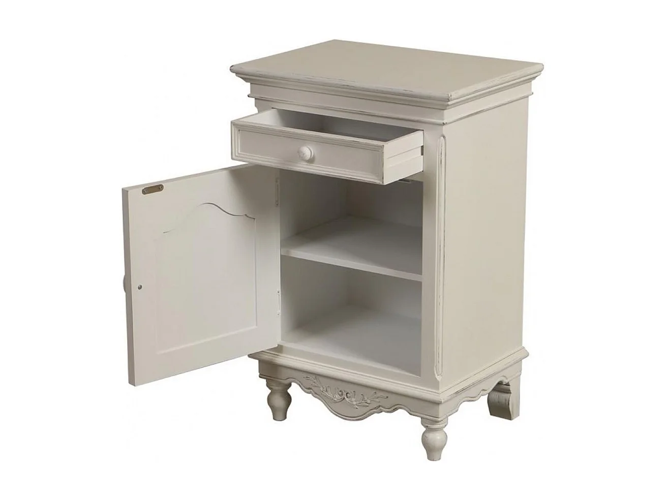 Table de chevet 1 porte charnière gauche MDF Blanc - Romance Interior's