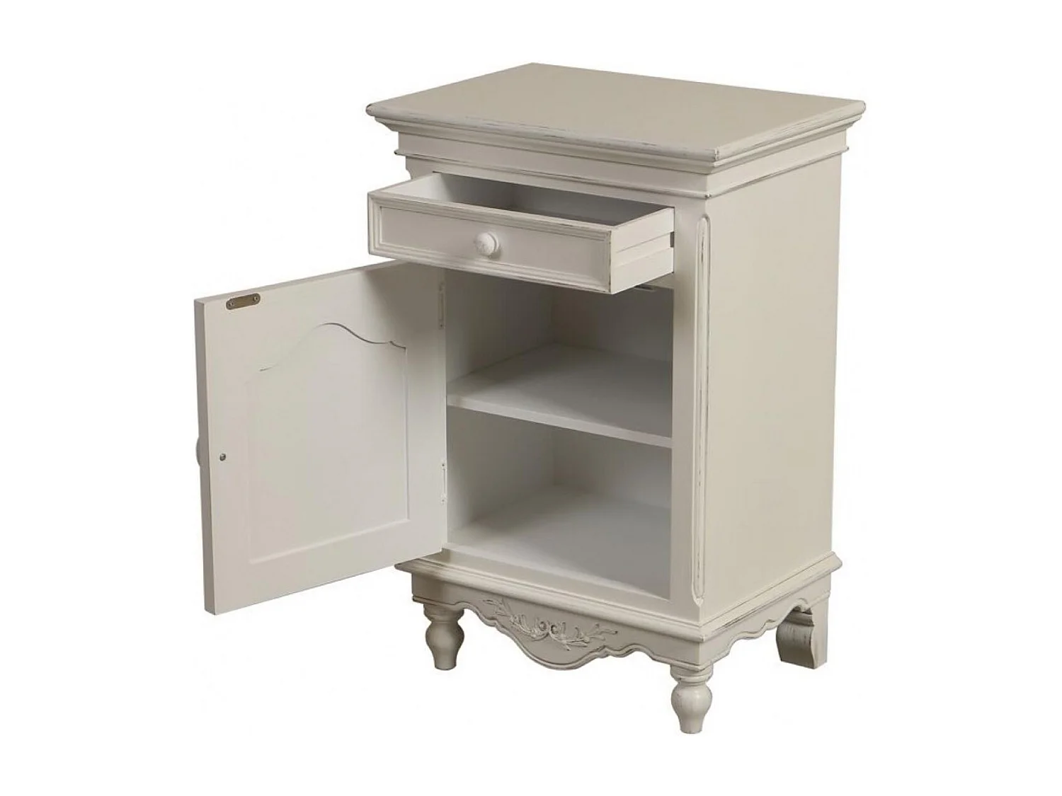 Table de chevet 1 porte charnière gauche MDF Blanc - Romance Interior's