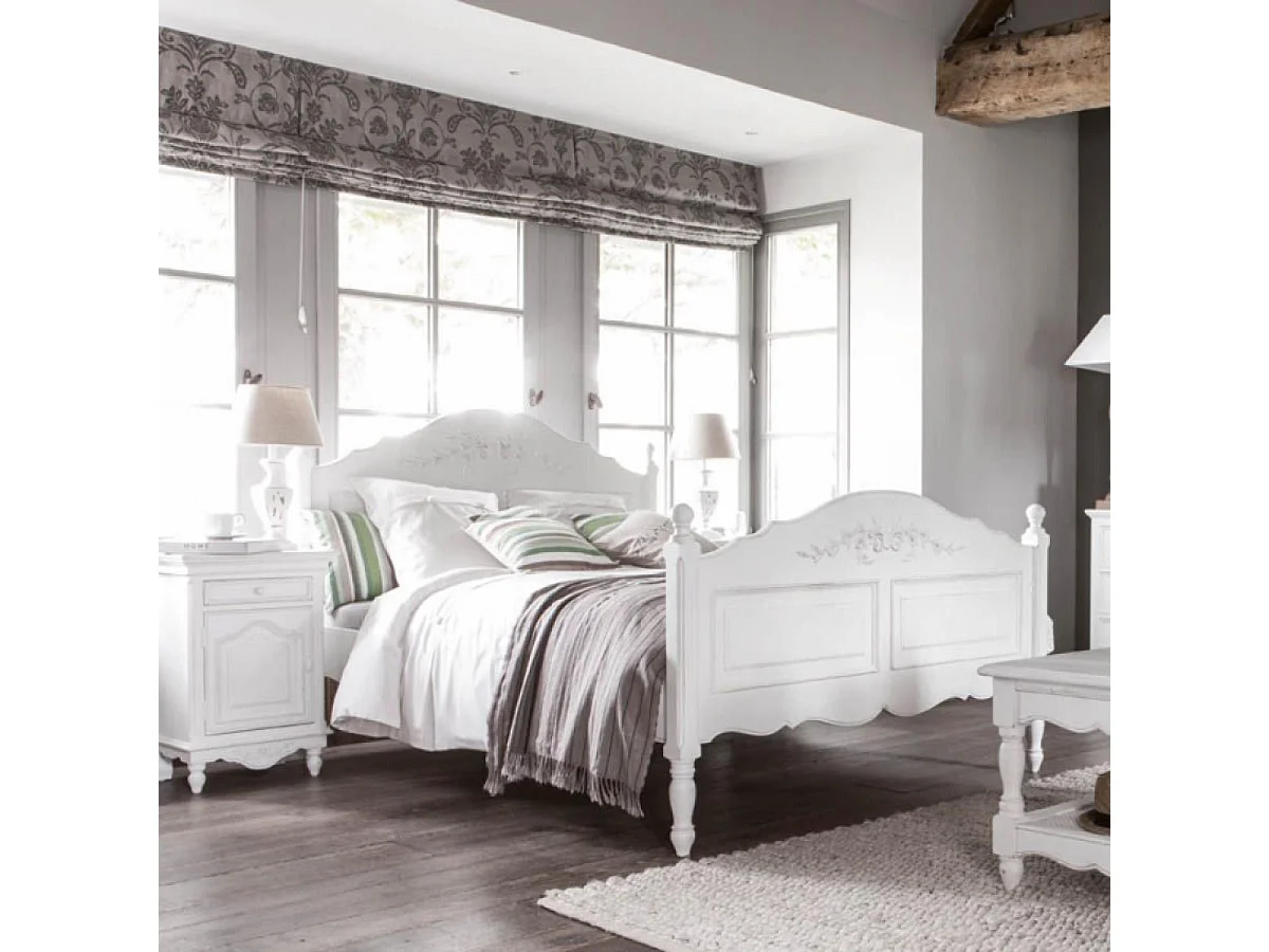 Table de chevet 1 porte charnière gauche MDF Blanc - Romance Interior's