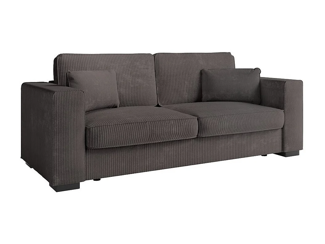 Canapé droit fixe 3 places Belami en velours côtelé - Gris anthracite - L231 x P93 x H86cm - Loungitude