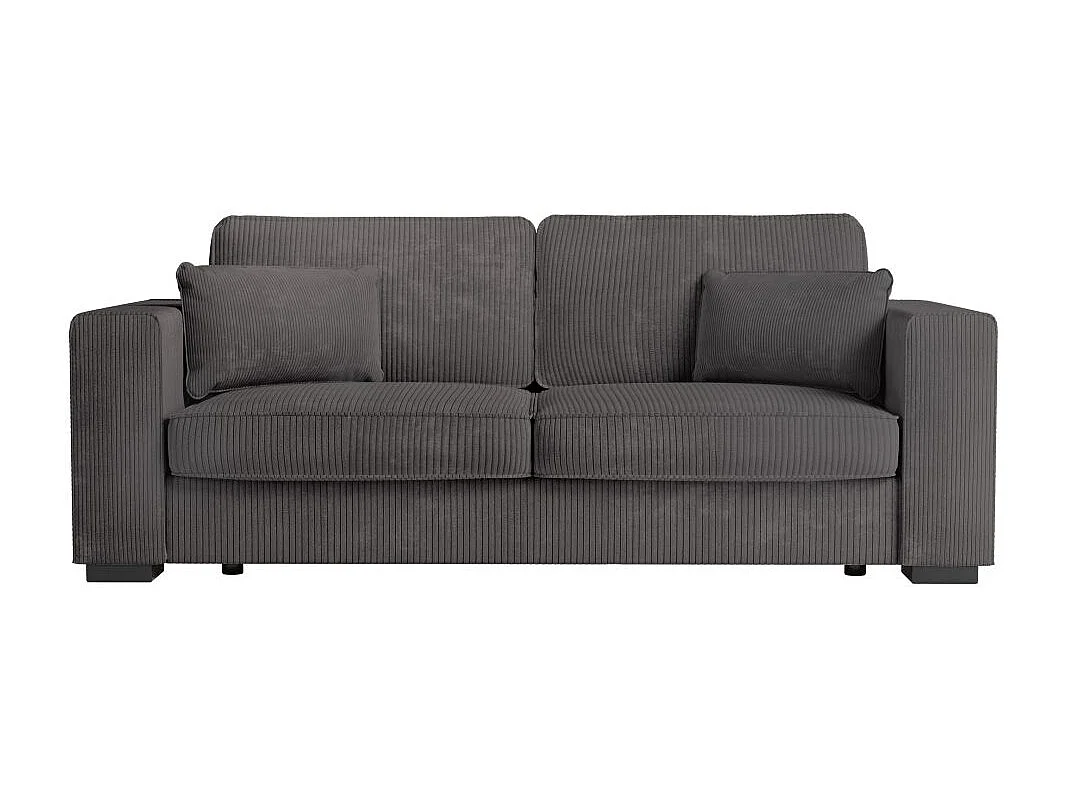 Canapé droit fixe 3 places Belami en velours côtelé - Gris anthracite - L231 x P93 x H86cm - Loungitude