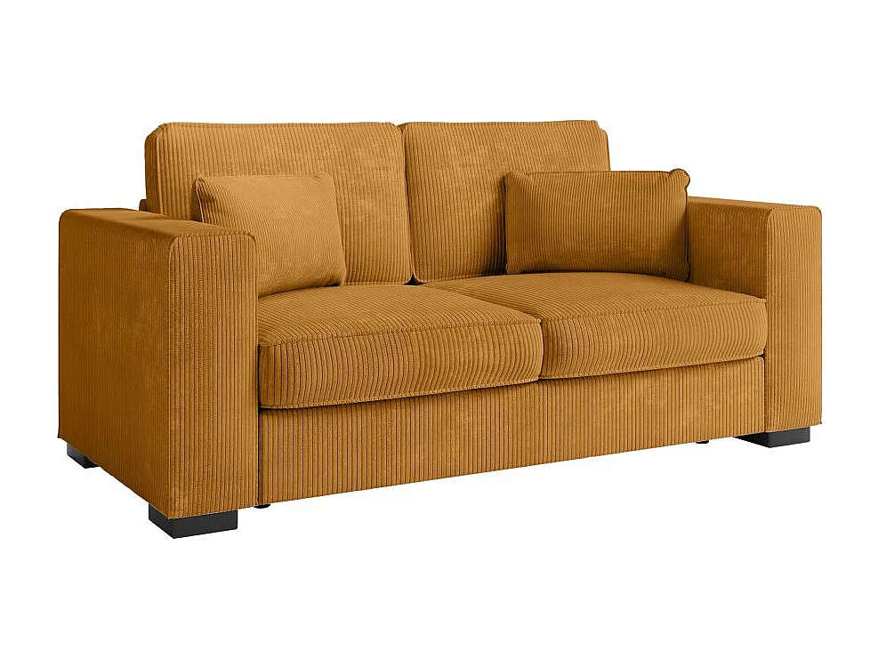 Canapé droit fixe 2 places Belami en velours côtelé - Jaune - L181 x P93 x H86cm - Loungitude