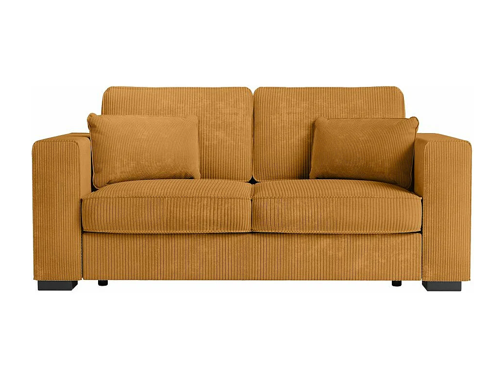 Canapé droit fixe 2 places Belami en velours côtelé - Jaune - L181 x P93 x H86cm - Loungitude