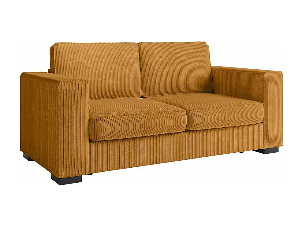 Canapé droit fixe 2 places Belami en velours côtelé - Jaune - L181 x P93 x H86cm - Loungitude