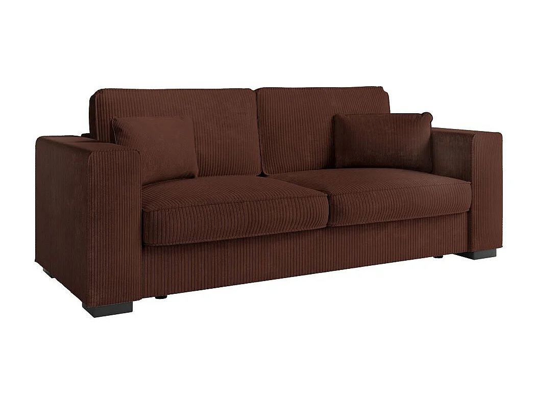 Canapé droit fixe 3 places Belami en velours côtelé - Marron - L231 x P93 x H86cm - Loungitude