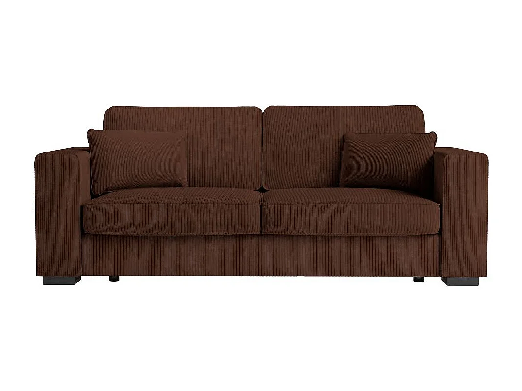 Canapé droit fixe 3 places Belami en velours côtelé - Marron - L231 x P93 x H86cm - Loungitude