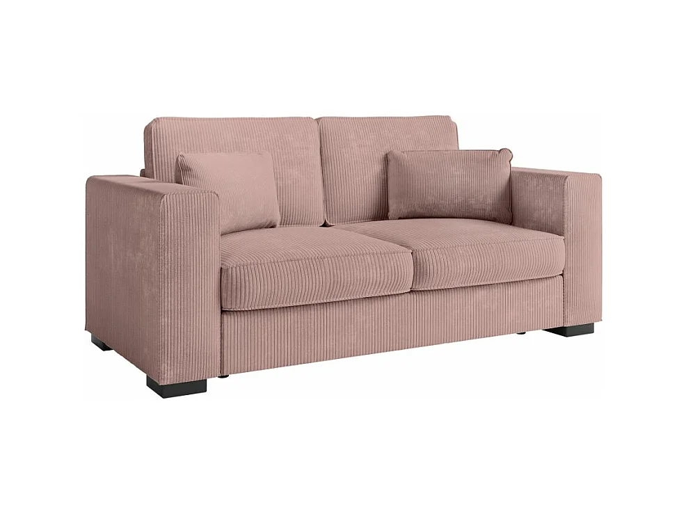 Canapé droit fixe 2 places Belami en velours côtelé - Rose - L181 x P93 x H86cm - Loungitude