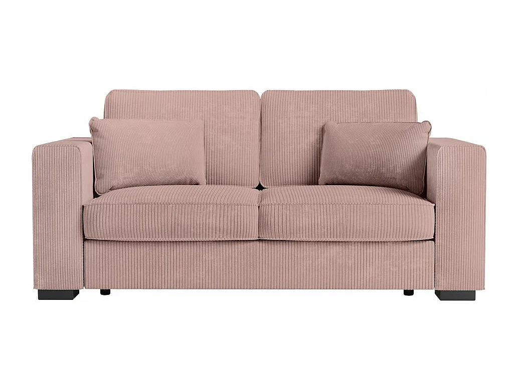 Canapé droit fixe 2 places Belami en velours côtelé - Rose - L181 x P93 x H86cm - Loungitude