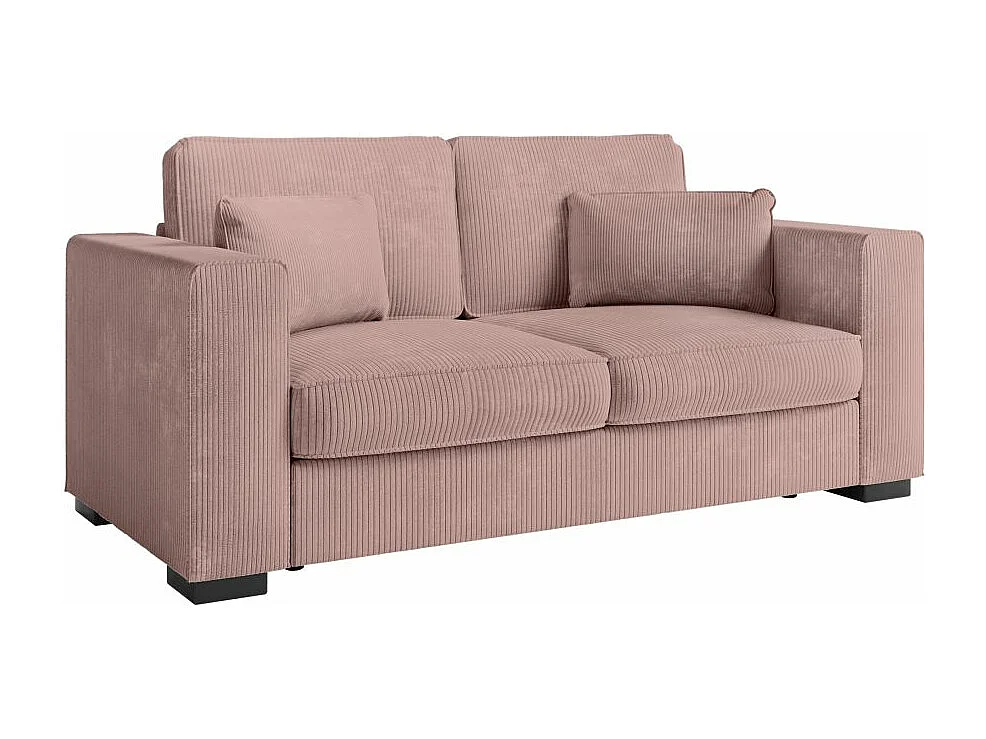 Canapé droit fixe 2 places Belami en velours côtelé - Rose - L181 x P93 x H86cm - Loungitude