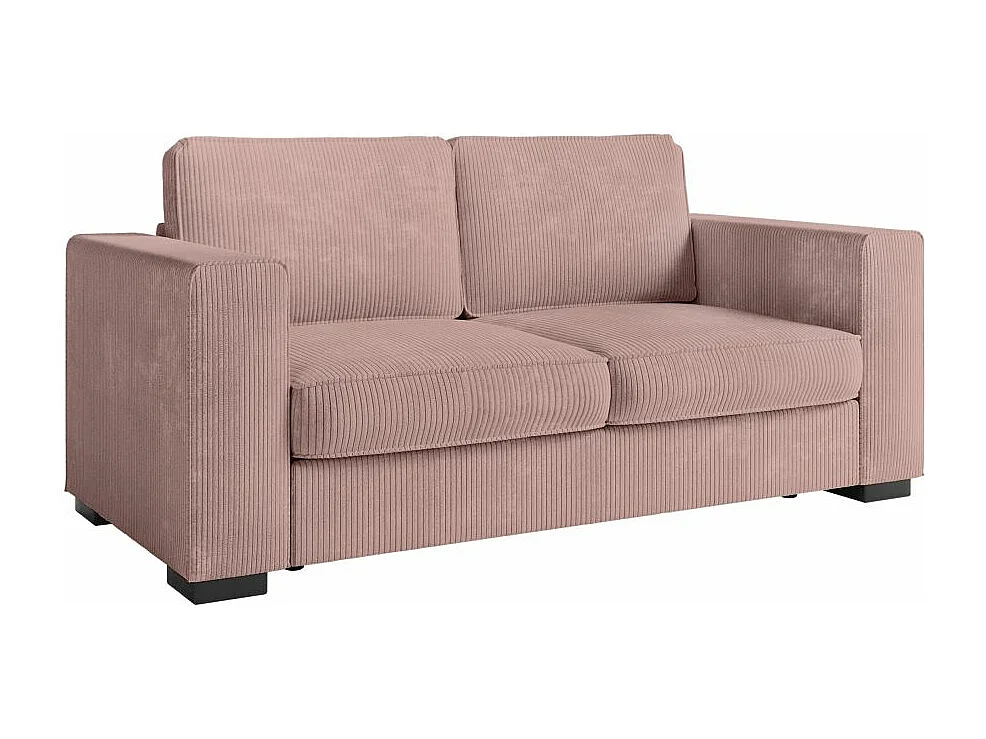 Canapé droit fixe 2 places Belami en velours côtelé - Rose - L181 x P93 x H86cm - Loungitude
