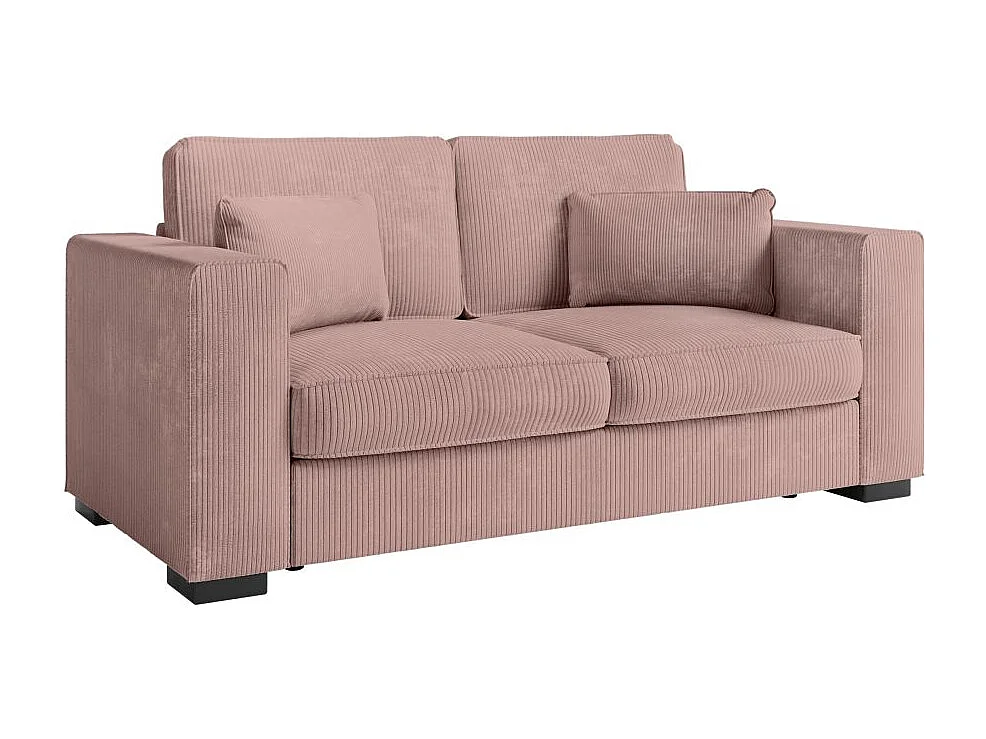 Canapé droit fixe 2 places Belami en velours côtelé - Rose - L181 x P93 x H86cm - Loungitude