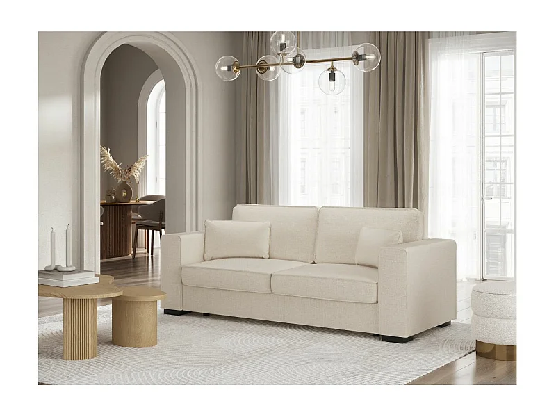 Canapé droit fixe 3 places Belami en tissu - Beige - L231 x P93 x H86cm - Loungitude