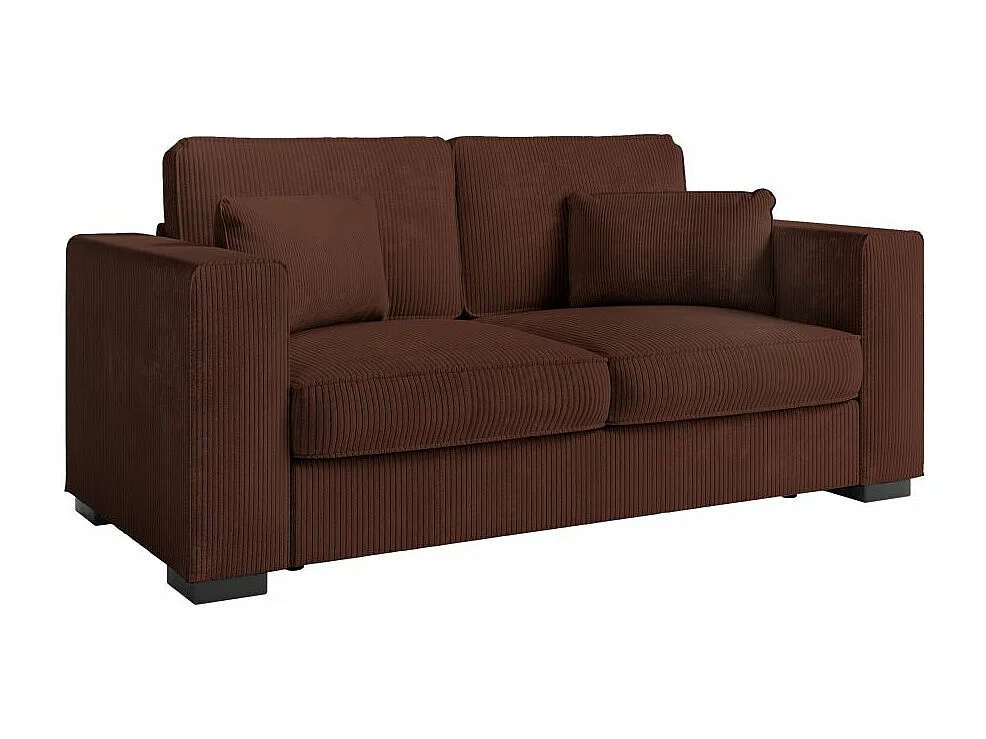 Canapé droit fixe 2 places Belami en velours côtelé - Marron - L181 x P93 x H86cm - Loungitude