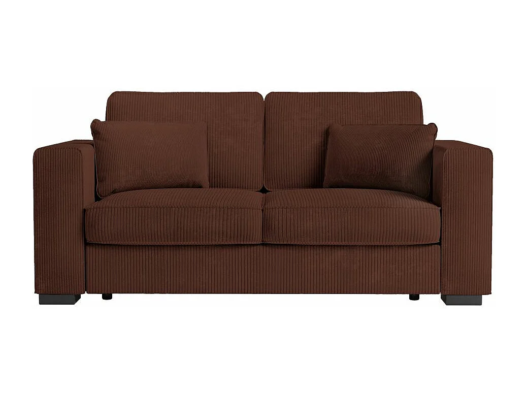 Canapé droit fixe 2 places Belami en velours côtelé - Marron - L181 x P93 x H86cm - Loungitude