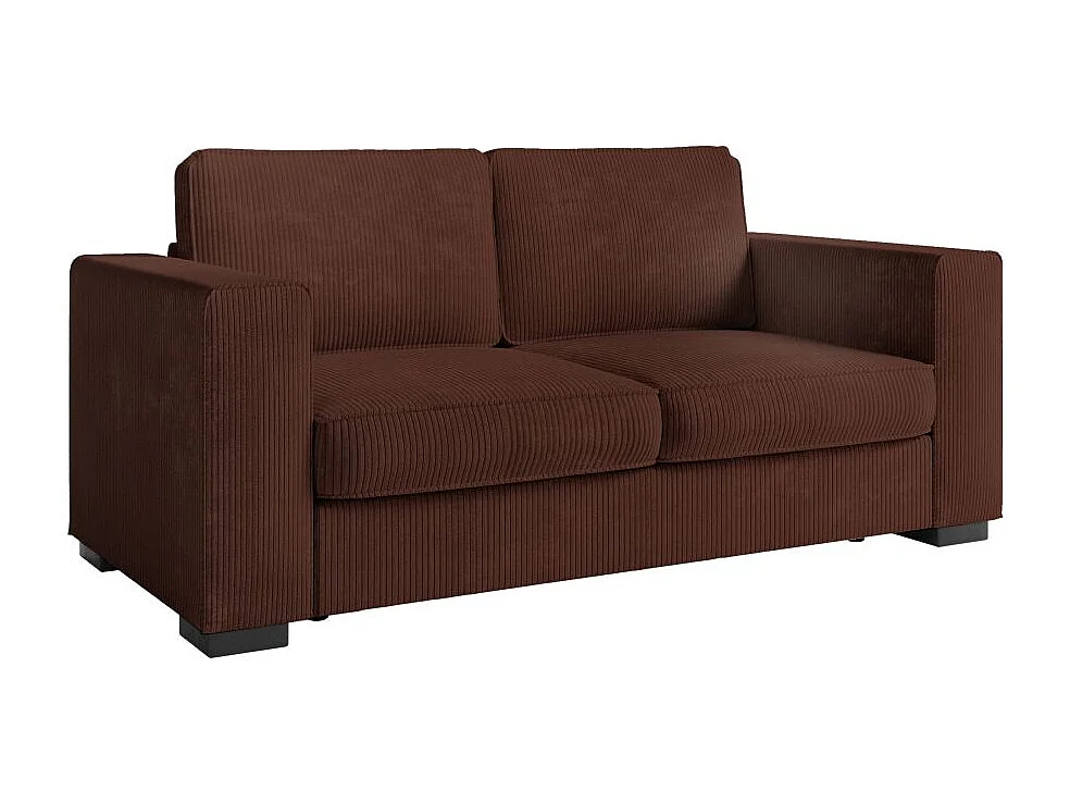 Canapé droit fixe 2 places Belami en velours côtelé - Marron - L181 x P93 x H86cm - Loungitude