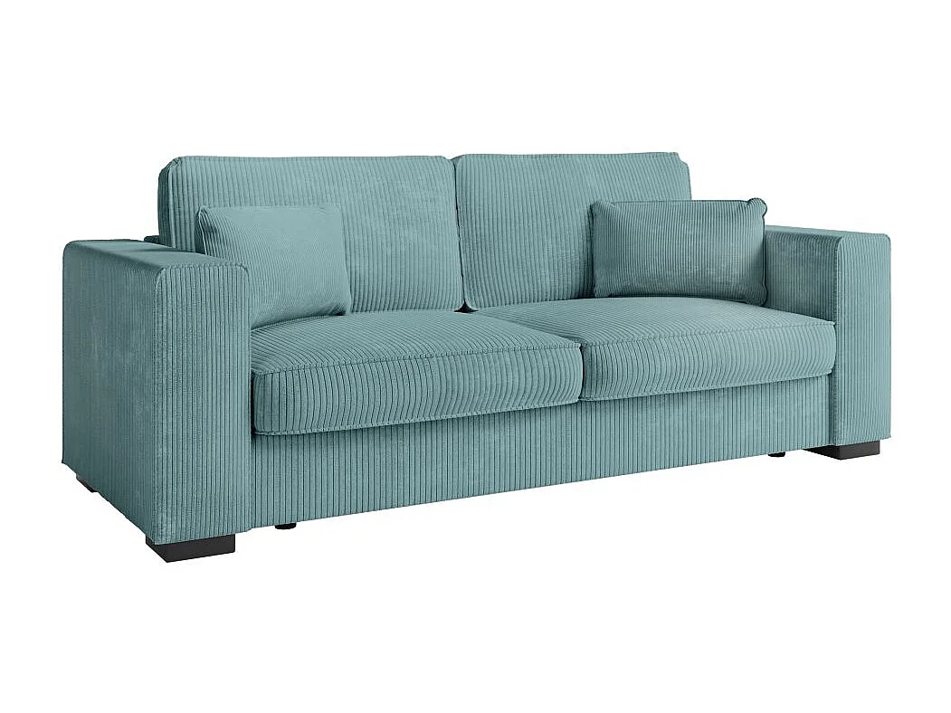 Canapé droit fixe 3 places Belami en velours côtelé - Bleu clair - L231 x P93 x H86cm - Loungitude