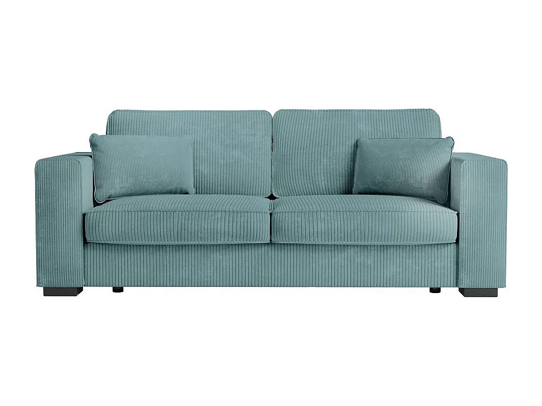 Canapé droit fixe 3 places Belami en velours côtelé - Bleu clair - L231 x P93 x H86cm - Loungitude