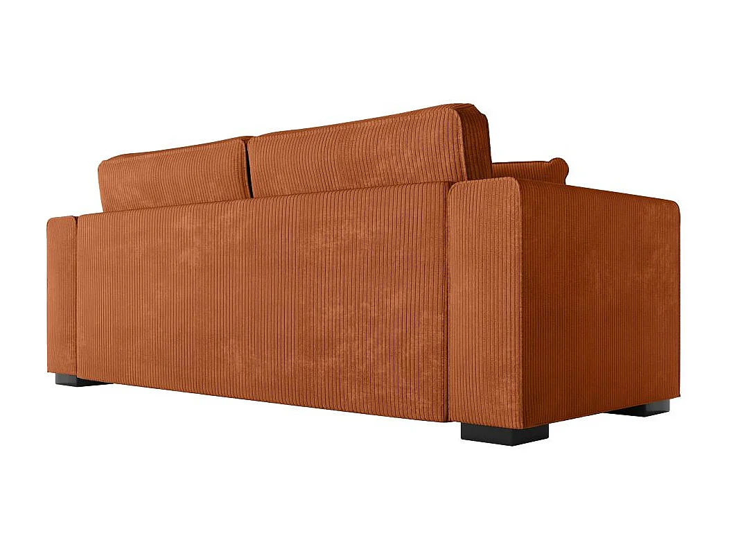 Canapé droit fixe 3 places Belami en velours côtelé - Terracotta - L231 x P93 x H86cm - Loungitude