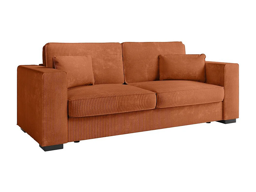 Canapé droit fixe 3 places Belami en velours côtelé - Terracotta - L231 x P93 x H86cm - Loungitude