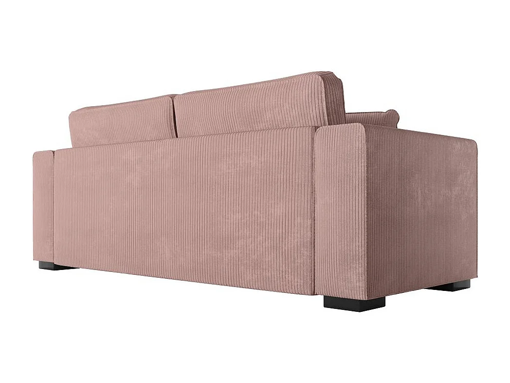 Canapé droit fixe 3 places Belami en velours côtelé - Rose - L231 x P93 x H86cm - Loungitude
