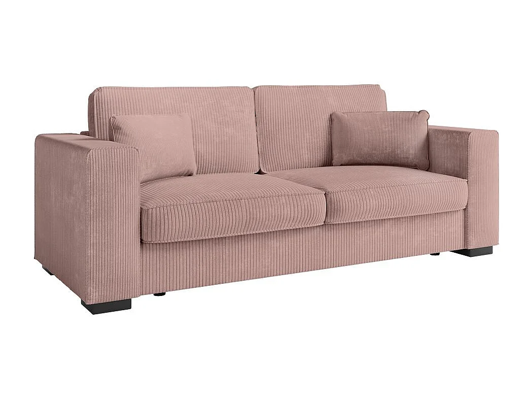 Canapé droit fixe 3 places Belami en velours côtelé - Rose - L231 x P93 x H86cm - Loungitude