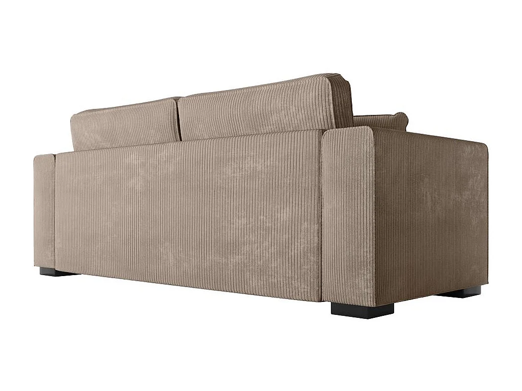 Canapé droit fixe 3 places Belami en velours côtelé - Taupe - L231 x P93 x H86cm - Loungitude