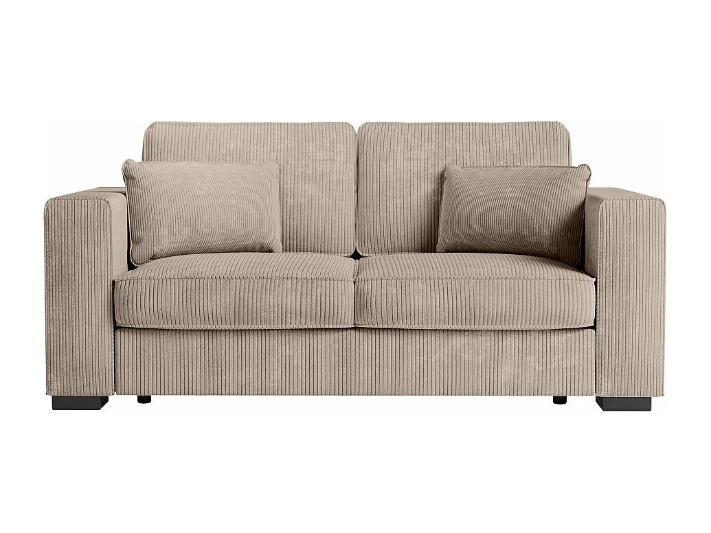 Canapé droit fixe 2 places Belami en velours côtelé - Taupe - L181 x P93 x H86cm - Loungitude